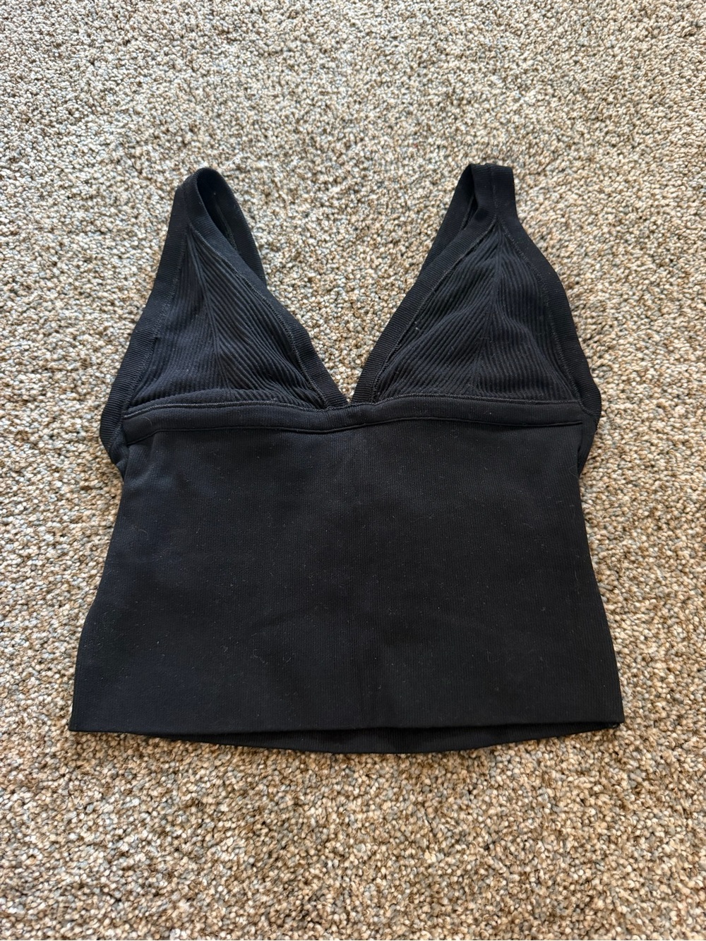 Urban Outfitters Black Ribbed V-Neck Crop Tank Top